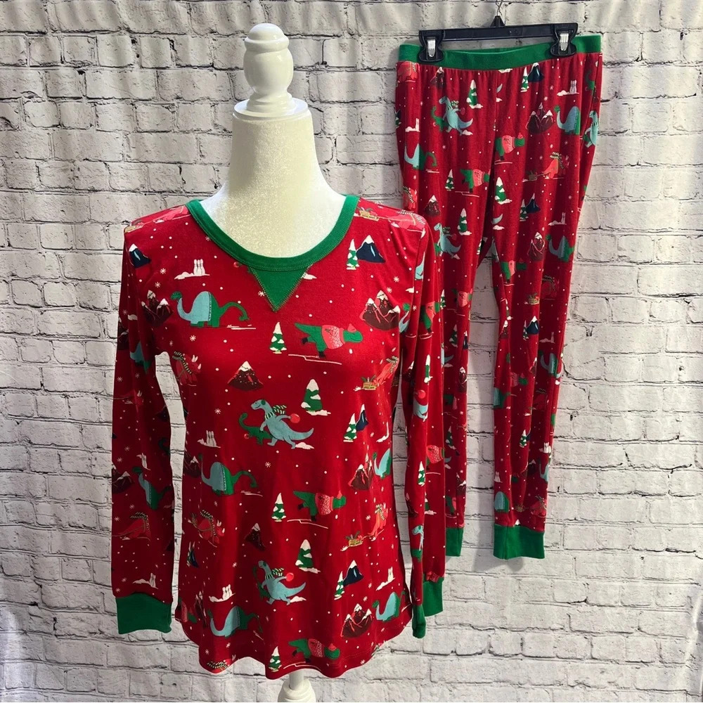 WONDERSHOP Womens Dinosaur Christmas Pajamas Red Size Small